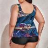 BAIKUTOUAN Watercolor Sea Turtle Plus Size Swimsuit for Women Two Piece Bathing Suit Printed Swimwear view 3