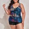 BAIKUTOUAN Watercolor Sea Turtle Plus Size Swimsuit for Women Two Piece Bathing Suit Printed Swimwear view 4