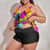 BAIKUTOUAN 80s Memphis Plus Size Swimsuit for Women Two Piece Bathing Suit Printed Swimwear view 2