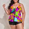 BAIKUTOUAN 80s Memphis Plus Size Swimsuit for Women Two Piece Bathing Suit Printed Swimwear view 4
