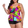 BAIKUTOUAN 80s Memphis Plus Size Swimsuit for Women Two Piece Bathing Suit Printed Swimwear view 1