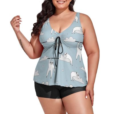 BAIKUTOUAN Sloth Again Sloth Plus Size Swimsuit for Women Two Piece Bathing Suit Printed Swimwear
