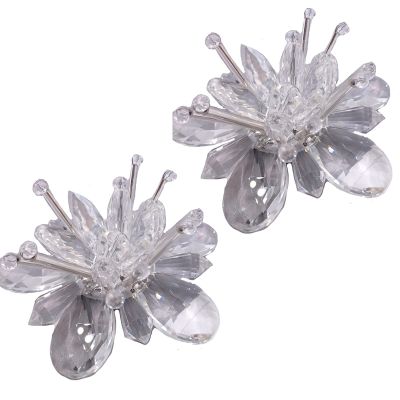 2PCS Elegant Bride Rhinestone Crystal Flower Shoe Clips Shoe Buckle DIY Princess Shoes Decoration Accessories for Women Wedding Party