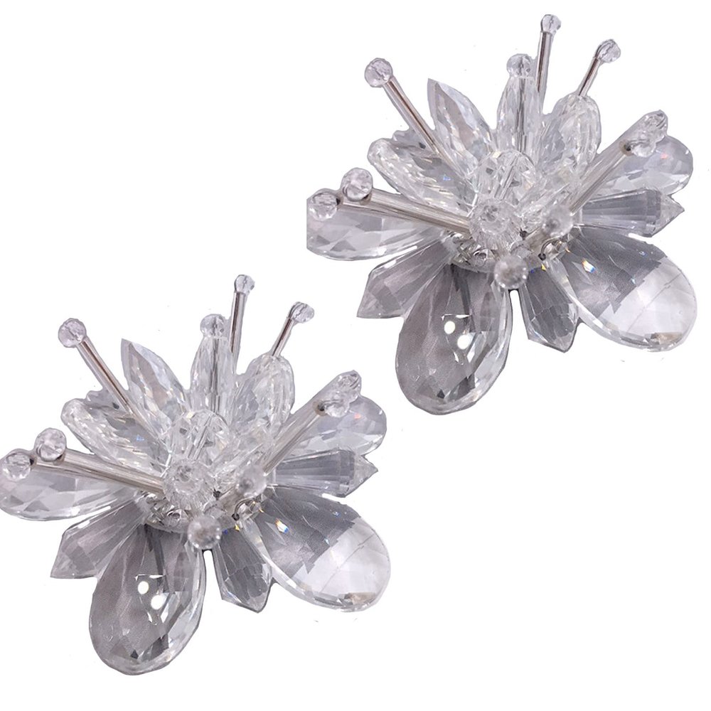 2PCS Elegant Bride Rhinestone Crystal Flower Shoe Clips Shoe Buckle DIY Princess Shoes Decoration Accessories for Women Wedding Party