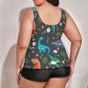 BAIKUTOUAN Baby Dinosaur Pattern Plus Size Swimsuit for Women Two Piece Bathing Suit Printed Swimwear view 3