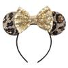 Foeran Mouse Ears Headbands Shiny Bows Mouse Ears Glitter Party Princess Decoration Cosplay Costume for Girls Women (Leopard/Gold) view 1