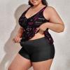 BAIKUTOUAN Breast Cancer Awareness Sketch Plus Size Swimsuit for Women Two Piece Bathing Suit Printed Swimwear view 2