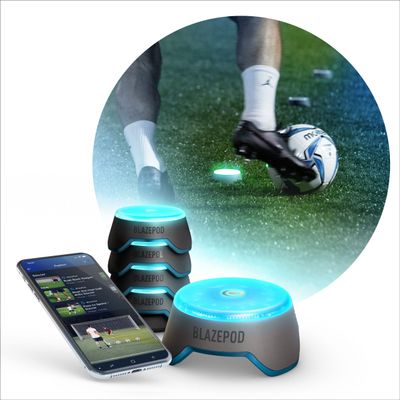 BlazePod Soccer Reaction Training Kit  4 Smart Light Pods for Speed, Ball Control & Game IQ  Football Reflex Training for Players & Coaches  App Access Included