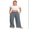 UEU Womens Wide Leg Yoga Pants High Waisted Joggers Casual Loose Fit Plus Size Lounge Pjs Sweatpants with Pockets (Mid Gray, S) view 2