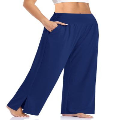 UEU Womens Wide Leg Yoga Pants High Waist Joggers for Women Casual Loose Pajamas Lounge Sweatpants with Pockets (Royal Blue, L)
