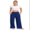 UEU Womens Wide Leg Yoga Pants High Waist Joggers for Women Casual Loose Pajamas Lounge Sweatpants with Pockets (Royal Blue, L) view 2