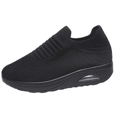JUUCWOUT Super Soft Women's Walking Shoes, Mesh Slip On Air Cushion Lady Girls Modern Easy Shoes Black