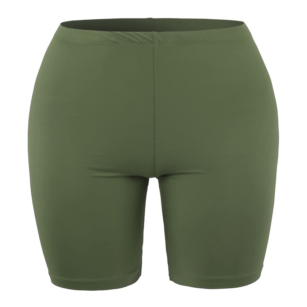 Brushed Microfiber Bermuda Biker Shorts Light Olive L