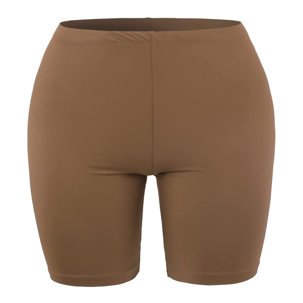 Brushed Microfiber Bermuda Biker Shorts Mocha L