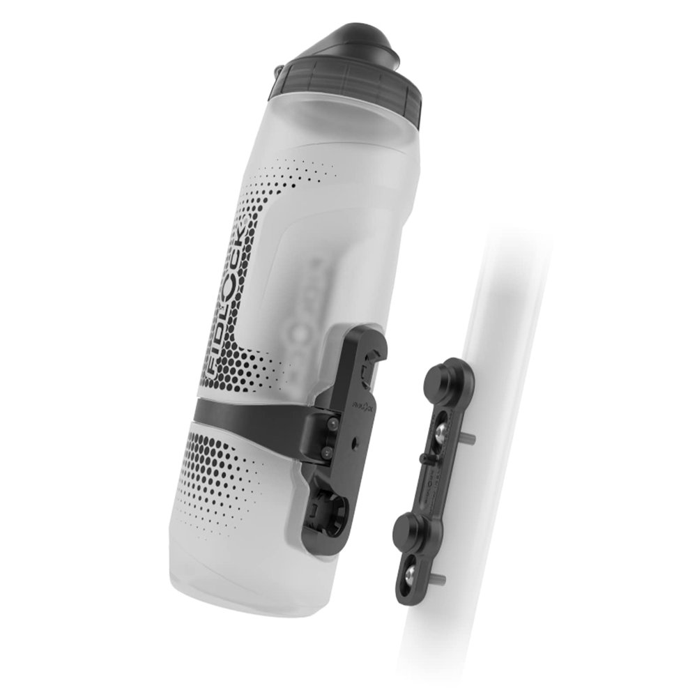 FIDLOCK Twist Bottle 800ml/27oz + Base Systems | New Leak-Proof, Self-Sealing Bottle Cap | Bike Water Bottle Holder with No Screws & Attached Bottle | Cage Free Magnetic Rack | Clear