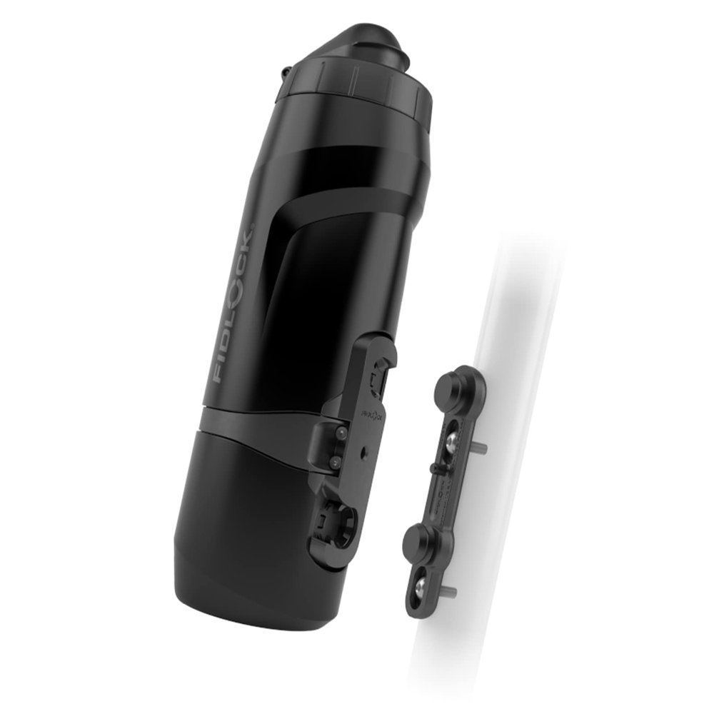 FIDLOCK Twist Bottle 800ml/27oz + Base Systems | New Leak-Proof, Self-Sealing Bottle Cap | Bike Water Bottle Holder with No Screws & Attached Bottle | Cage Free Magnetic Rack | Black
