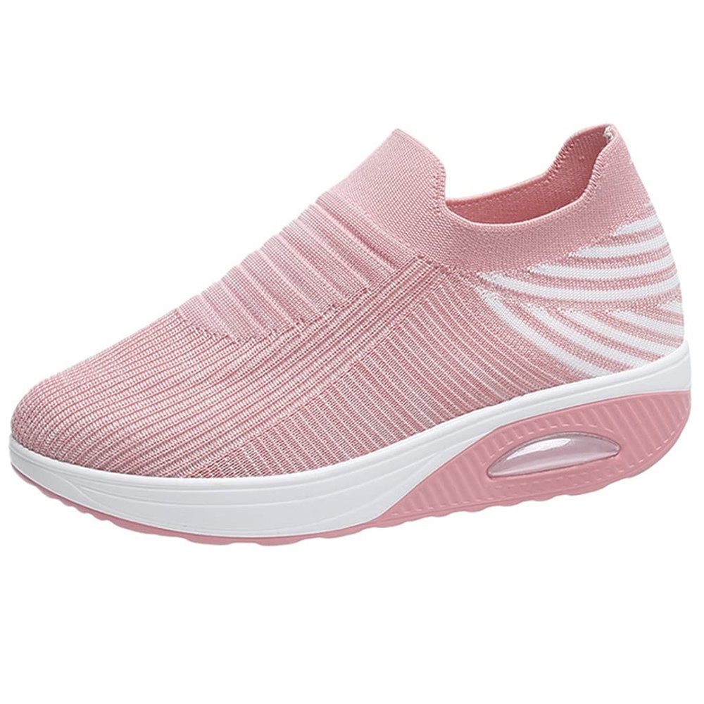 JUUCWOUT Super Soft Women's Walking Shoes, Mesh Slip On Air Cushion Lady Girls Modern Easy Shoes Pink