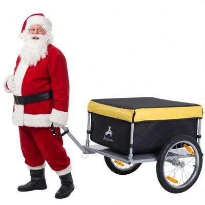 Aosom Bicycle Cargo Trailer, Two-Wheel Bike Luggage Wagon Trailer with Removable Cover, Fits 20"-26" Bicycle Wheels, Yellow
