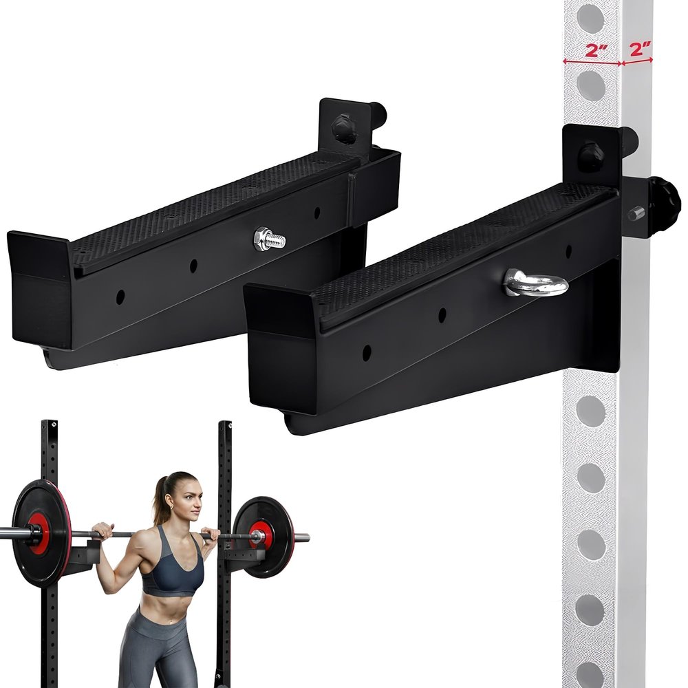 Yes4All Premium Barbell Safety Squat Bar Attachment - 1,000 LBS Capacity Squat Rack Spotter Arms 2x2 Adjustable Height