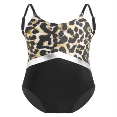 renvena Teen Girls Leopard Swimming Leotard Adjustable Straps One Piece Beach Swimwear Water Tankini Brown Leopard 12 Years