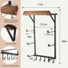 DOCMON Yoga Mat Holder Wall Mount,17" x 28" Yoga Mat Rack Home Gym Accessories, Storage for Foam Roller, with Wood Floating Shelves and 5 Hooks for Hanging Yoga Strap and Resistance Bands view 3