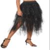 Urban CoCo Women's A-Line Mesh Tutu Skirt Fluffy Layered Tulle Midi Long Skirts with Elastic Waist (M, Series 2-Black) view 4