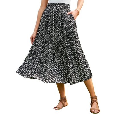 EXLURA Womens High Waist Polka Dot Pleated Maxi Skirt Midi Swing Skirt Beach Vacation Cruise Outfits with Pockets