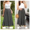 EXLURA Womens High Waist Polka Dot Pleated Maxi Skirt Midi Swing Skirt Beach Vacation Cruise Outfits with Pockets view 2