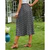 EXLURA Womens High Waist Polka Dot Pleated Maxi Skirt Midi Swing Skirt Beach Vacation Cruise Outfits with Pockets view 3