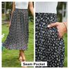 EXLURA Womens High Waist Polka Dot Pleated Maxi Skirt Midi Swing Skirt Beach Vacation Cruise Outfits with Pockets view 4
