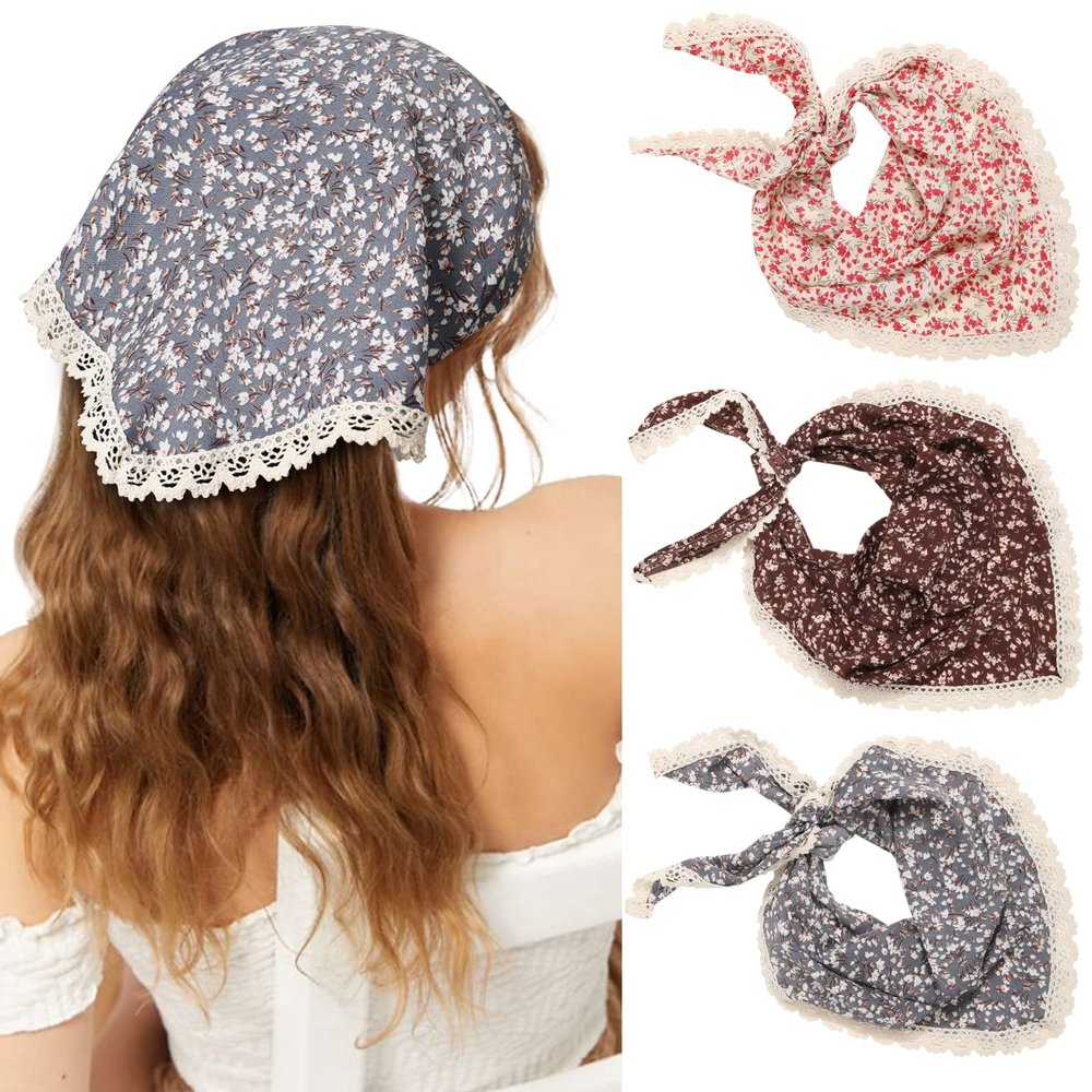 Molans Chiffon Scarf Headbands - Bandana Kerchief Print Hair Scarves for Women