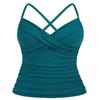 coastal rose Womens Underwire Tankini Tops Front Twist Swim Top Ruched Tummy Control Swimsuit Tops US10 Enamel Blue view 1