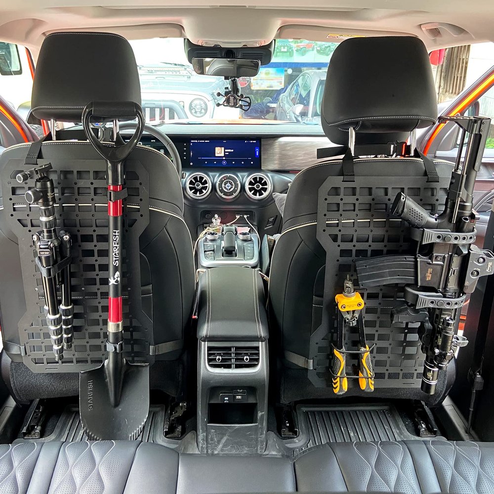 Molle Seat Back Organizer Molle Panel Gun Holder Gun Rack For Vehicles Tactical Truck Mount Panels(2 PCS)
