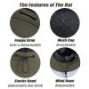 Foldable Cotton Bucket Hat for Women & Men Breathable Mesh Cap UV Protection Floppy Brim Hat with Adjustable Bungee Cord (Dark Green) view 3