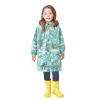 POLG Kids Boys Girls Cartoon Dinosaur Print Rain Jackets Hooded Long Sleeve Windproof Coats Button Windbreaker Outerwear A-green view 1