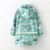 POLG Kids Boys Girls Cartoon Dinosaur Print Rain Jackets Hooded Long Sleeve Windproof Coats Button Windbreaker Outerwear A-green view 4