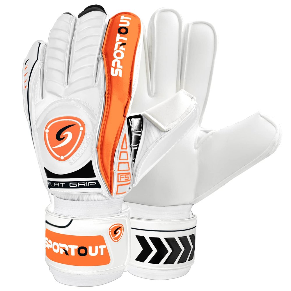 Sportout Goalkeeper Gloves with Fingersave, Breathable Soccer Goalie Gloves, 4mm Latex, for Kids, Youth and Adult