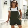 Fiona Jolin Women's Summer Cotton Linen Short Overalls Casual Bib Overall Shorts Rompers with Pockets (ArmyGreen-XXL) view 2
