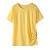 Digood Girls Summer Casual Tunic Tops Knot Front Button Short Sleeve Blouse T Shirts Tee Blouse for 4-13 Years(Yellow,4-5 Years) view 2