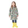 POLG Children's Boys Girls Dinosaur Print Button Rain Jacket Hooded Windproof Raincoat Kids Long Sleeve Hoodie Trench view 1