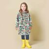 POLG Children's Boys Girls Dinosaur Print Button Rain Jacket Hooded Windproof Raincoat Kids Long Sleeve Hoodie Trench view 2