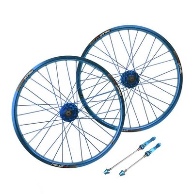 BMX Wheelset 20In 406 Bike Rim Disc Brake Quick Release Hub 32 Holes for 7 8 9 10 Speed Cassette 1653g (Color : Blue, Size : 406)