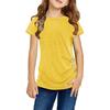 Digood Girls Summer Casual Tunic Tops Knot Front Button Short Sleeve Blouse T Shirts Tee Blouse for 4-13 Years(Yellow,8-9 Years) view 1