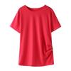 Girls Summer Casual Tunic Tops Knot Front Button Short Sleeve Blouse T Shirts Tee Blouse for 4-13 Years(Red,4-5 Years) view 2