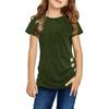 Digood Girls Summer Casual Tunic Tops Knot Front Button Short Sleeve Blouse T Shirts Tee Blouse for 4-13 Years(Green,4-5 Years) view 1