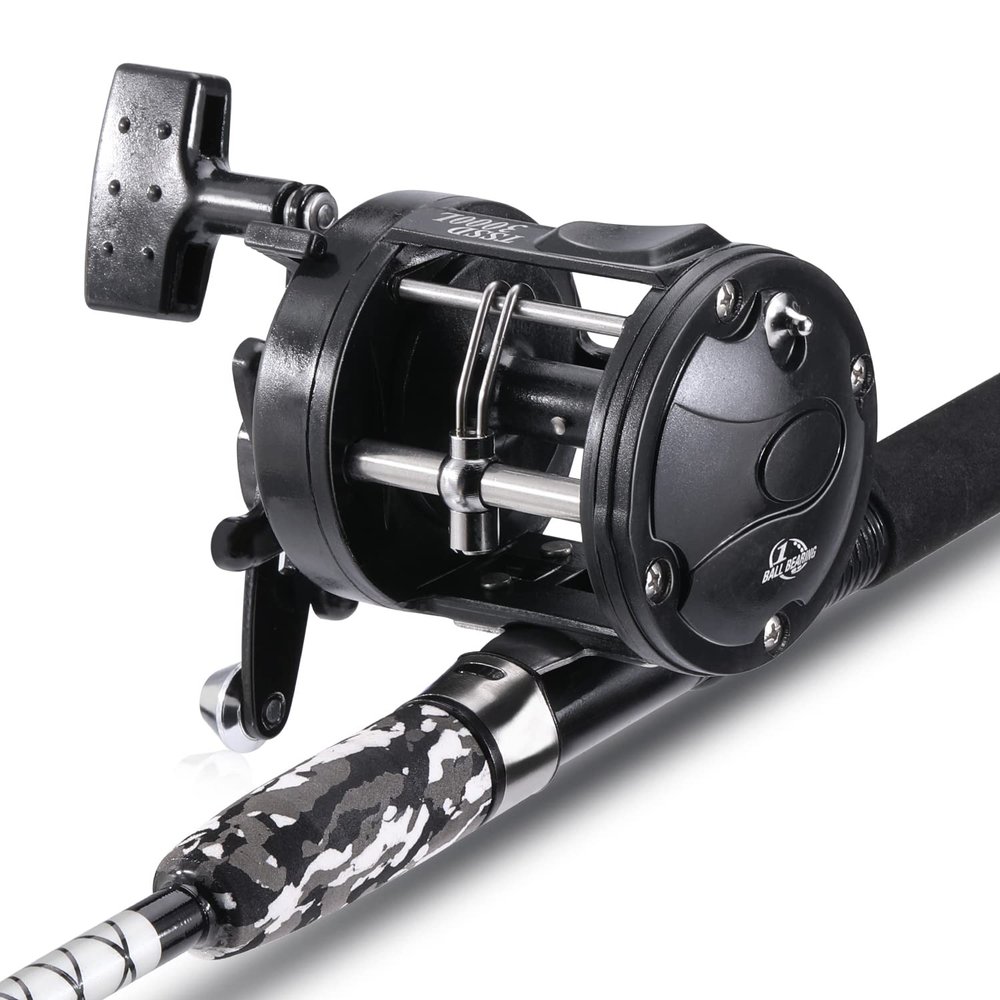 Sougayilang Conventional Reel and Fiberglass Fishing Rod Combo, Medium Heavy for Catfish Angling 6'-3000