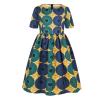 Digood Toddler Baby Girls African Dashiki Dress Summer Short Sleeve Round Neck Ankara Princess Dresses Outfits(Green,2-3 Years) view 2