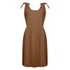 New Tie Strap Dress for Women Scoop Neck Daily Dresses Ladies Flowy Sundresses Soldi with Pockets Blouson Dress Sleeveless Mini Dress L 3-brown view 2