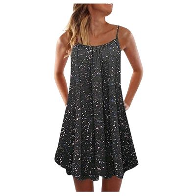 Vestidos De Verano para Mujer 2024 Beach Sundresses for Women Vacation V Neck Sleeveless Tank Dresses Flowy Midi Sun Dress Beachwear Coverups Casual Loose Petite Dresses(Black XX-Large)