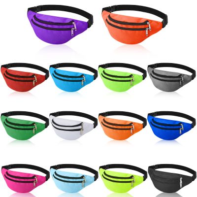 14 Pieces Fanny Pack Bulk 80s 90s Waist Bag for Women Adjustable Belt Exercise Waist Bag Running Pack 2 Zippers for Women Men Travel Running Phone Sports